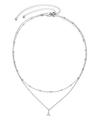 Silver Layered Initial Necklace