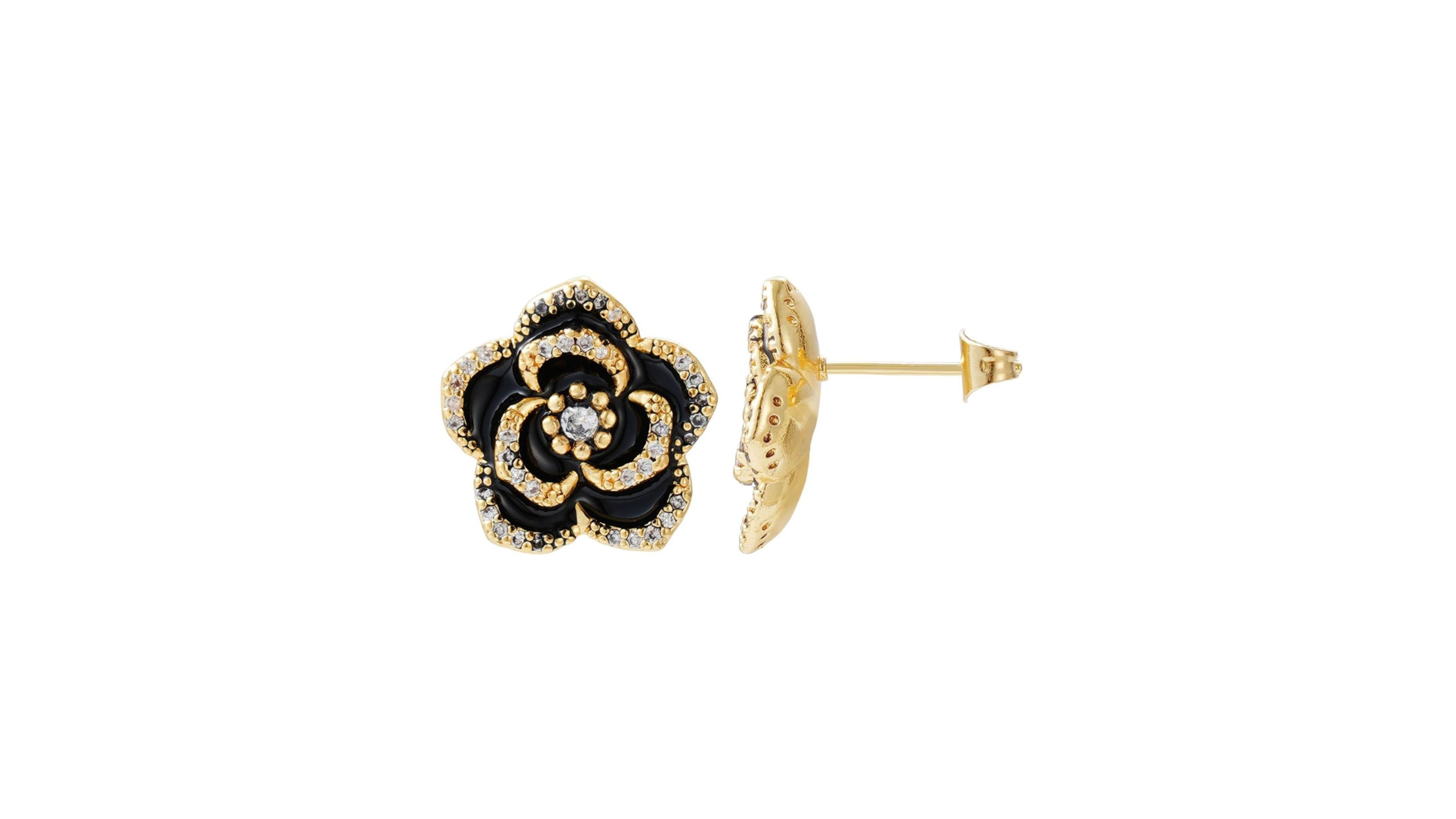 Adornia Gold Black Cz Carnelian Earrings