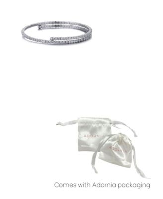 Silver Adjustable Crystal Tennis Cuff Bracelet