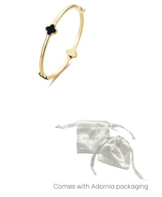 Gold Black Clover Bangle Bracelet