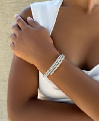 Silver Coil Stretch Crystal Tennis Wrap Bracelet