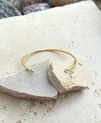 Gold Crystal Ends Open Cuff Bracelet