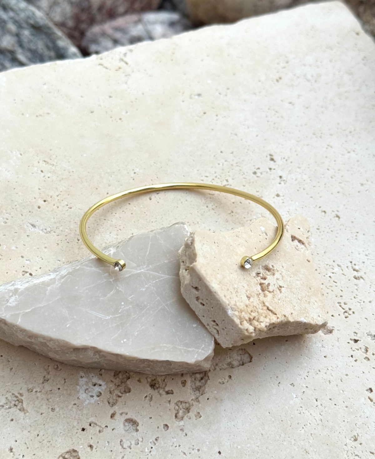 Adornia Gold Crystal Ends Open Cuff Bracelet