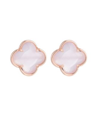 Rose Gold Clover Stone Stud Earrings