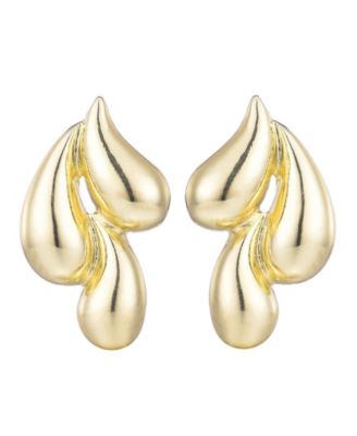 Gold 3-Teardrop Stud Earrings