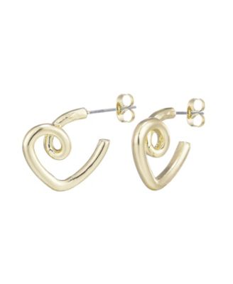 Gold Crystal Lined Heart Hoop Earrings
