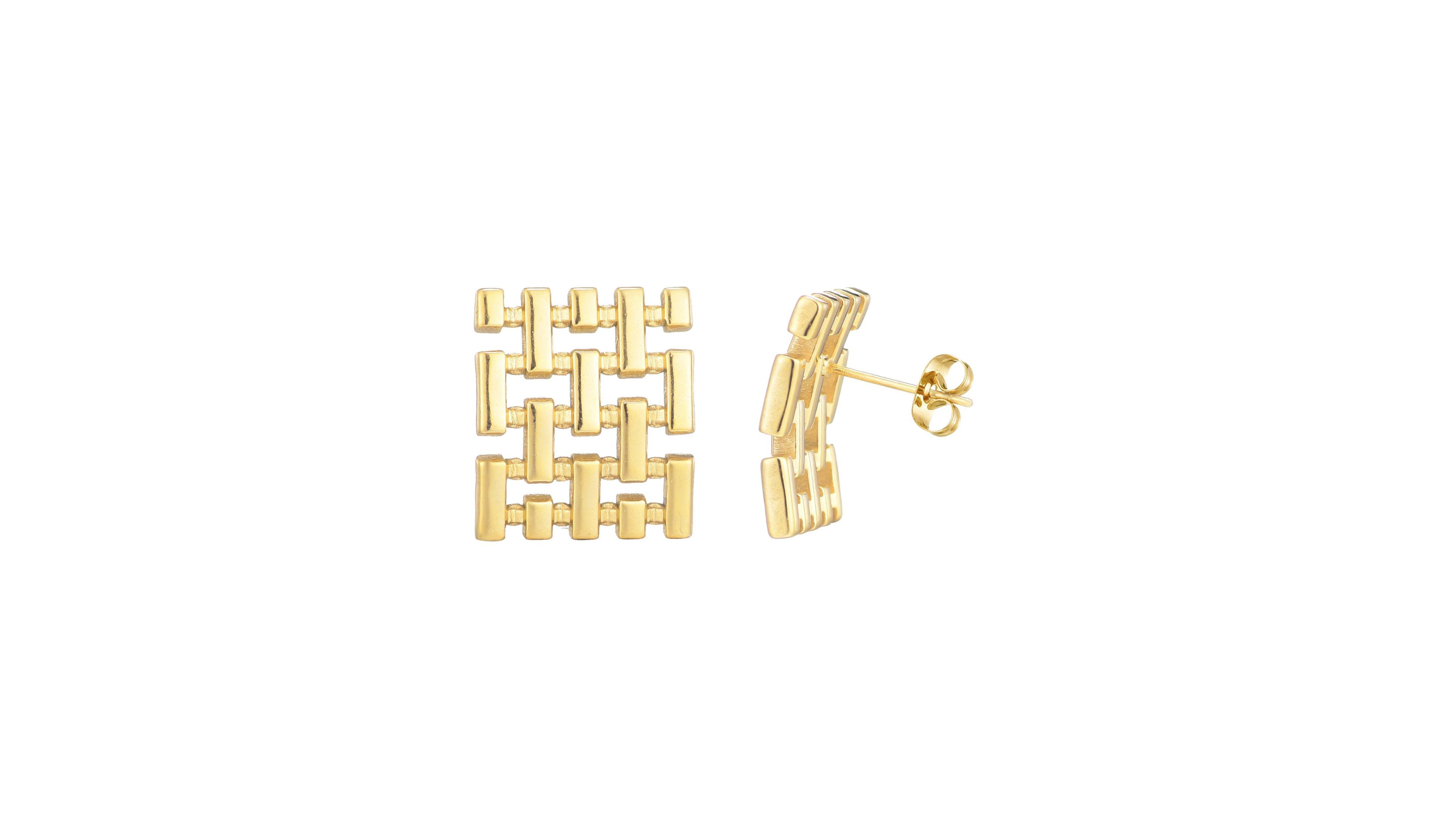 Adornia Tarnish Resistant Gold Grid Stud Earrings