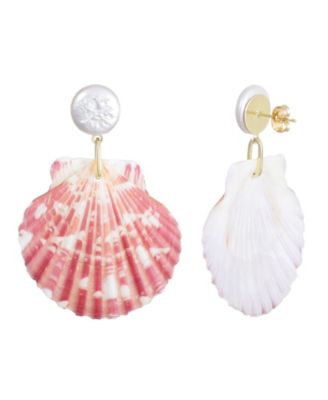 Pearl Pink Shell 2-Drop Earrings