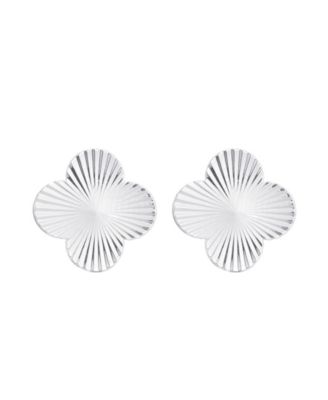 Silver Prismatic Clover Stud Earrings