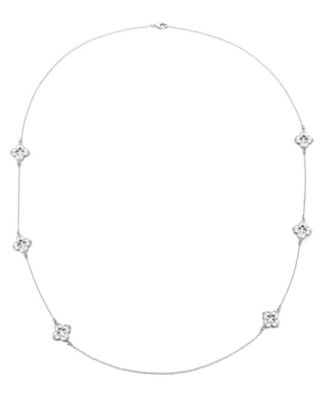 Silver 36" Clover Station Necklace