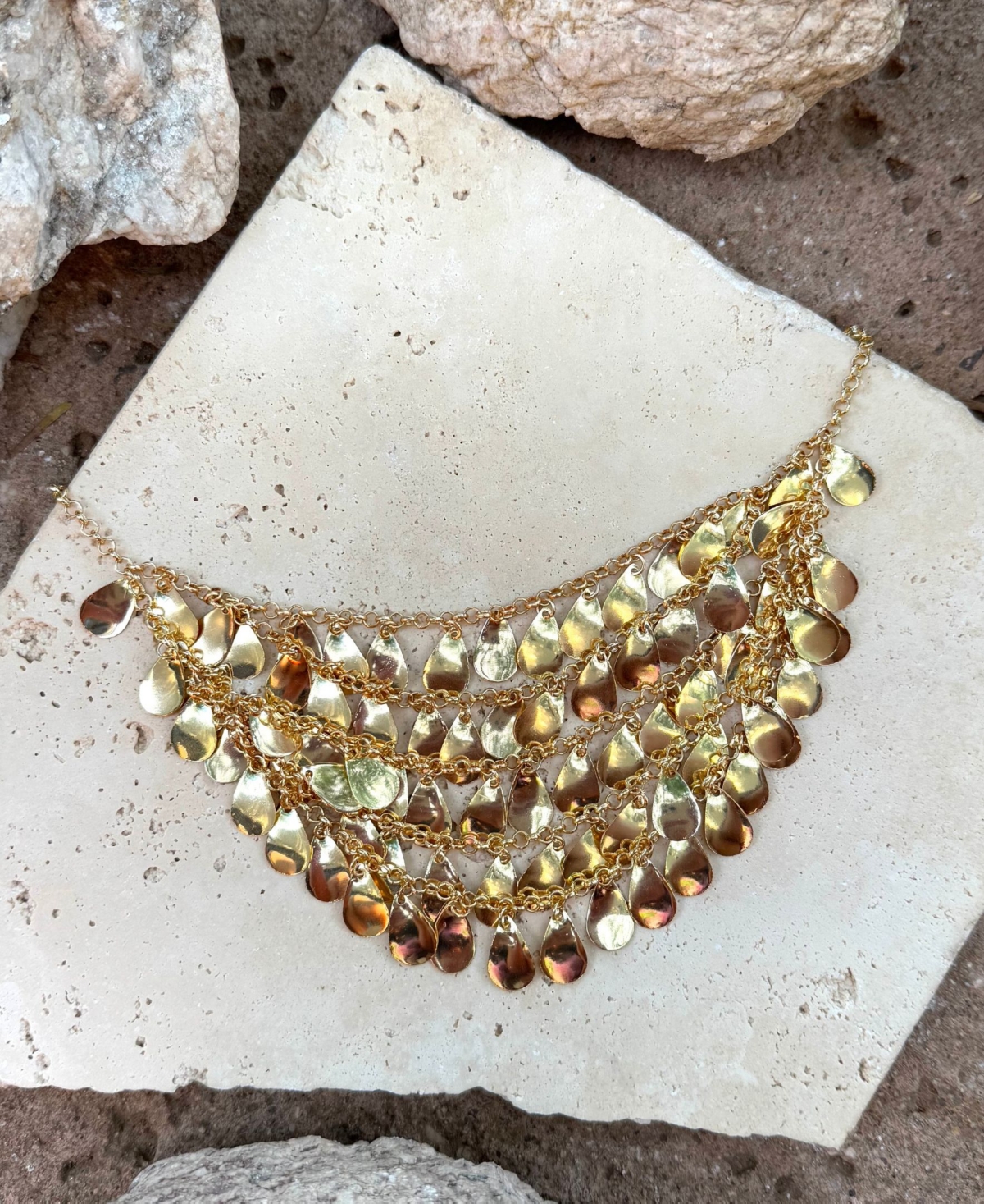 Adornia Gold Droplet Bib Necklace