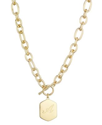 Gold Monogram Initial Chunky Toggle Necklace