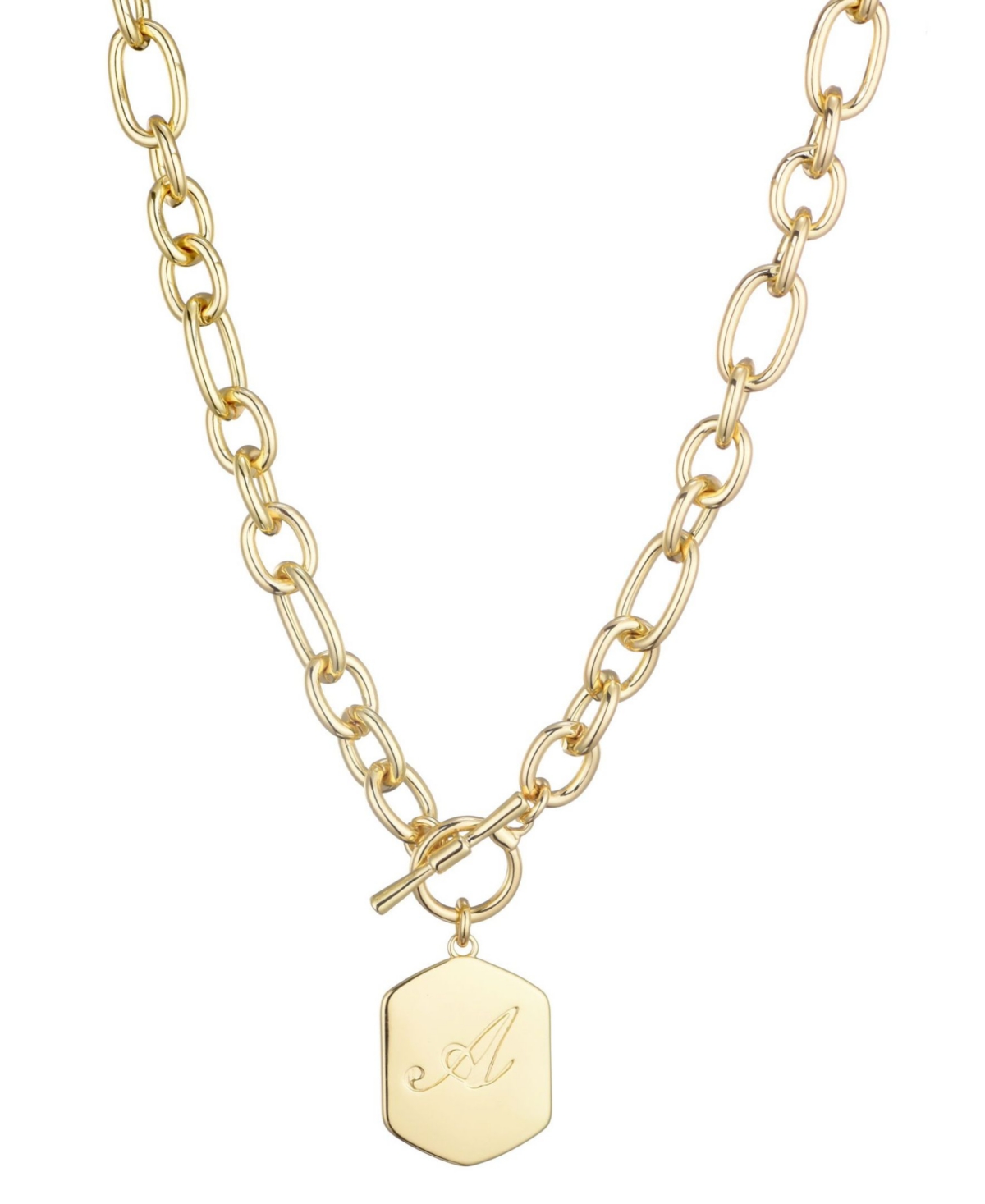 Adornia Gold Monogram Initial Chunky Toggle Necklace