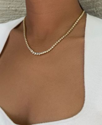 Gold Crystal Bezeled Tennis Necklace