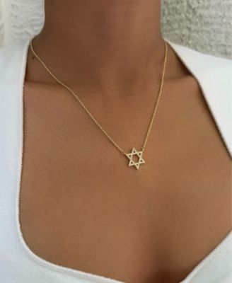 Gold CZ Star of David Necklace