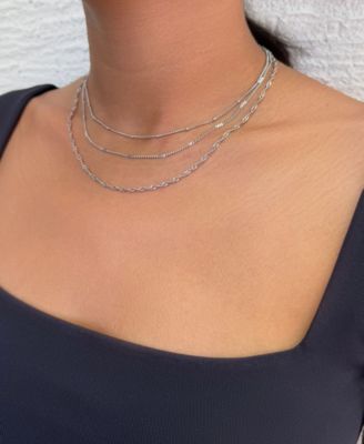 Silver 3-Chain Necklace Set