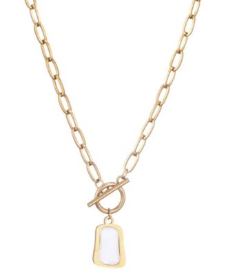 Tarnish Resistant Gold Mother of Pearl Toggle Necklace