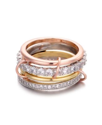 Crystal Mixed Metal 4-Layer Stack Ring
