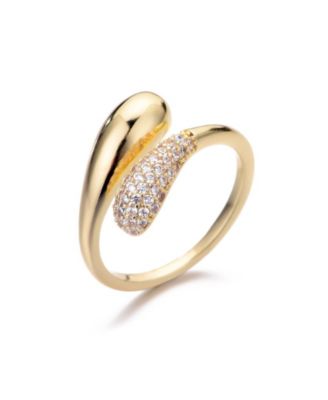 Gold CZ Curved Band Ring