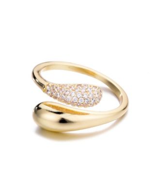 Gold CZ Curved Band Ring