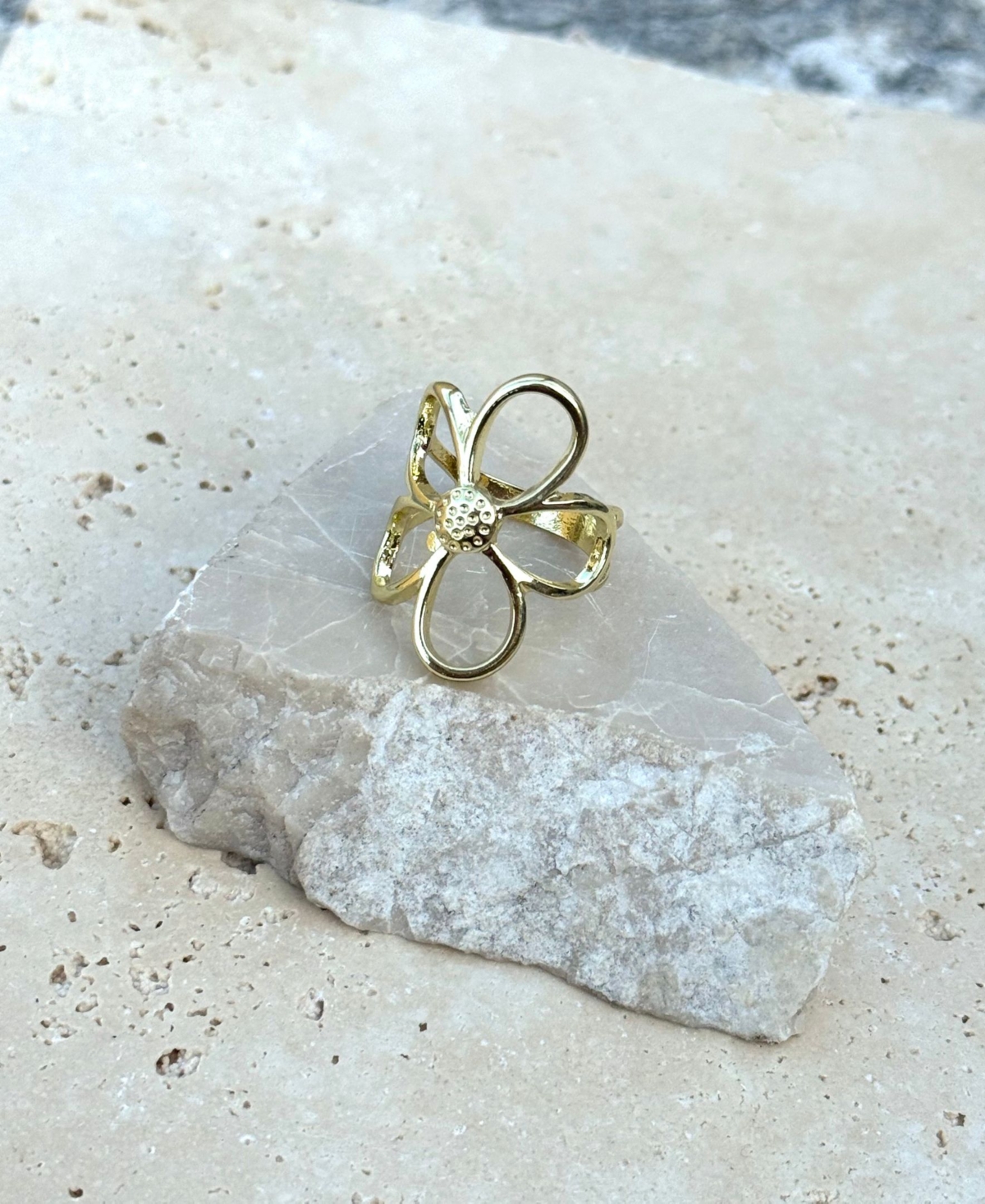 Adornia Gold Flower Outline Ring