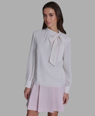 Women's Long-Sleeve Tie-Neck Blouse