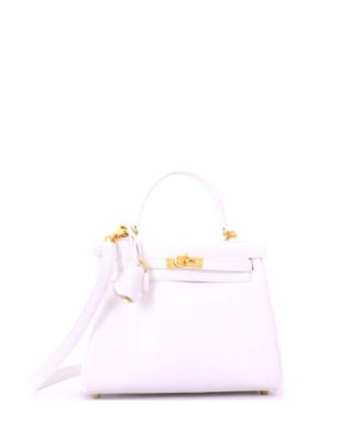 Kelly 25 Handbag White Swift with Gold Hardware