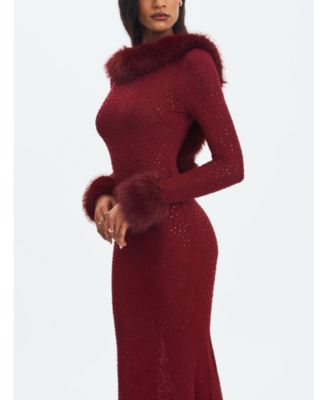 Women's Rhinestone Mesh Low Back Mermaid Gown