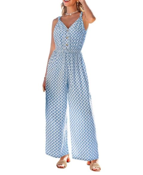 Женский комбинезон Cupshe Dana Point Ornate Jumpsuit, цвет: Пастельный синий