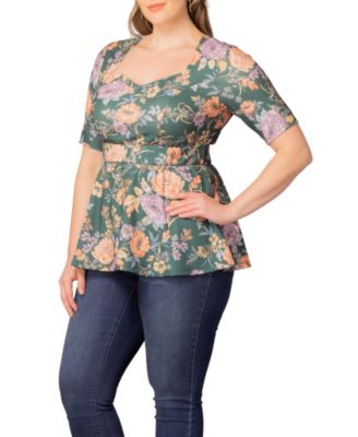 Plus Size Posh Peplum Sweetheart Neckline Top