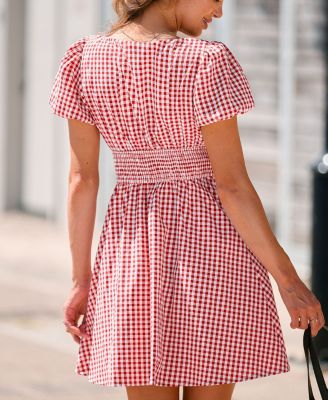 Women's Strawberry Jam Gingham Mini Beach Dress