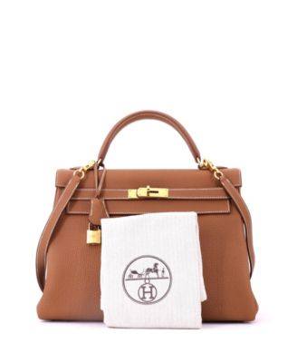 Kelly 32 Handbag Brown Togo with Gold Hardware