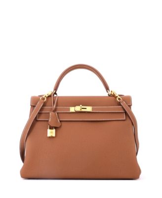 Kelly 32 Handbag Brown Togo with Gold Hardware