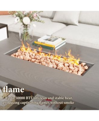 50,000 BTU Metal Outdoor Fire Pit Table with Auto Shut-Off, Propane Storage, Rain Cover and Lava Rocks