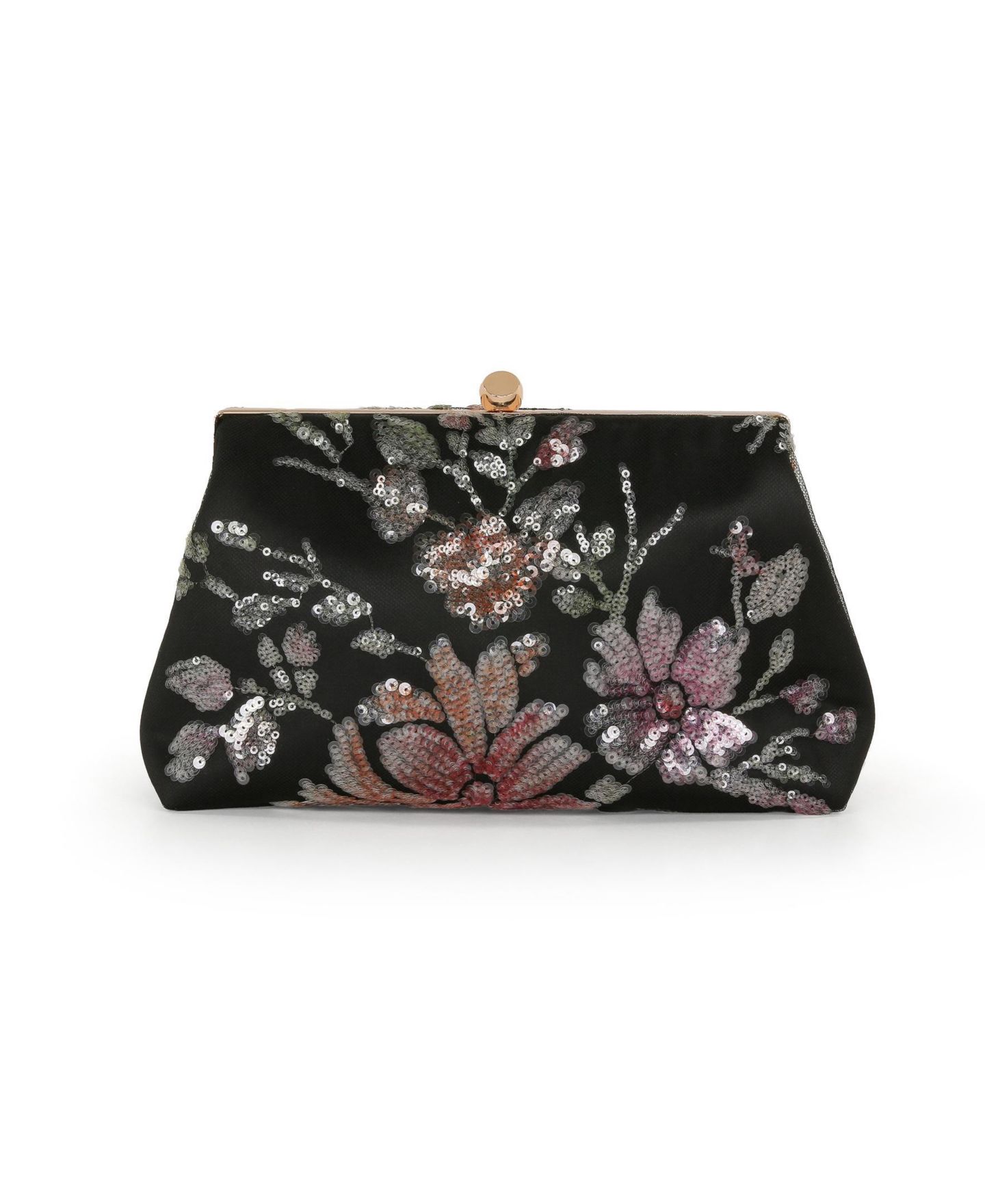 Женская сумка Jewel Badgley Mischka Lyric Sequin Floral Satin Top Handle, цвет: Чёрный разноцветный — фото 1
