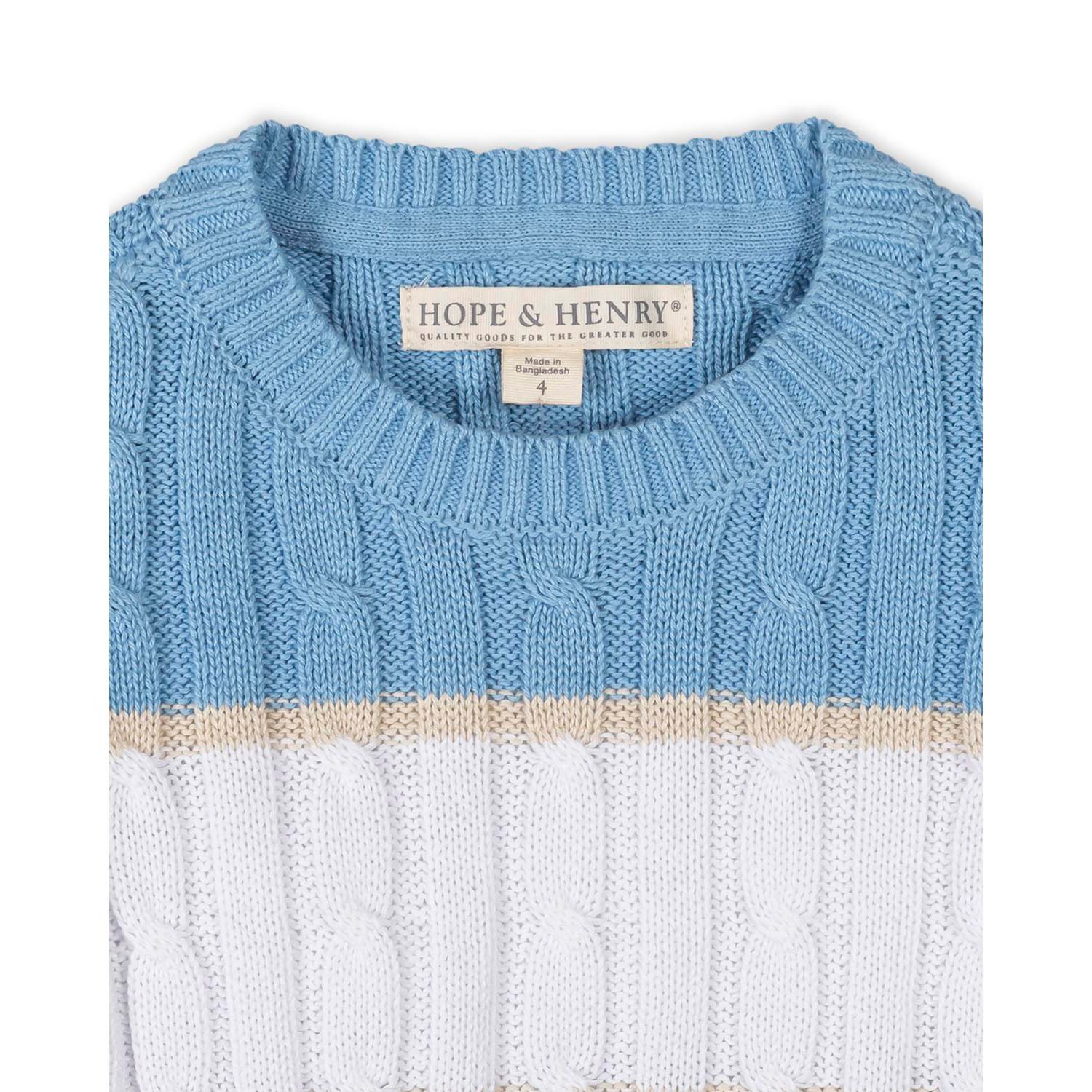 Hope and Henry Little and Big Boys' Organic Cable Crewneck Pullover Sweater