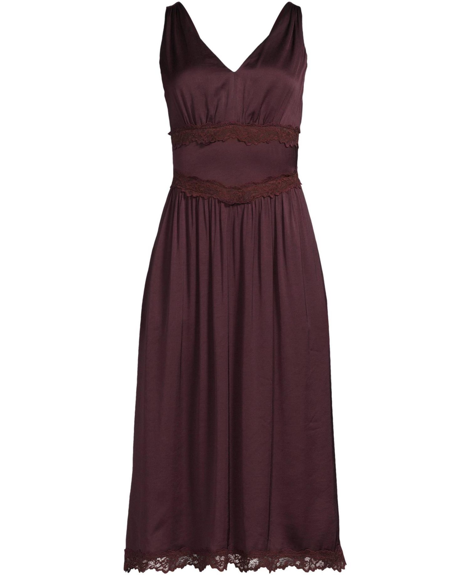 Women's Satin Sleeveless Lace Detail Dress