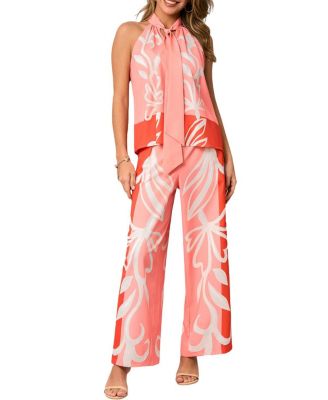 Women's Halter Tie-Neck Wide-Leg Matching Sets
