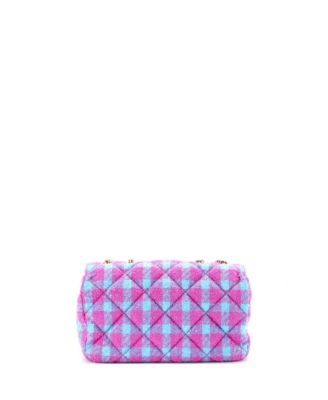 East West Medusa Icon Chain Flap Bag Quilted Tweed