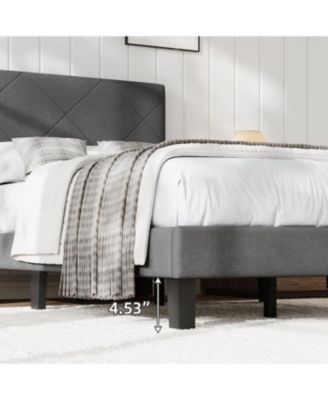 Bed Frame with Upholstered Headboard, Full Size Platform Bed Frame with Wooden Slat Support, Easy Assembly Platform Bed