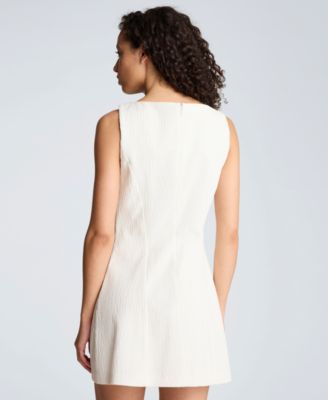 Women's Boat Neck Button Front Sheath Short Dress