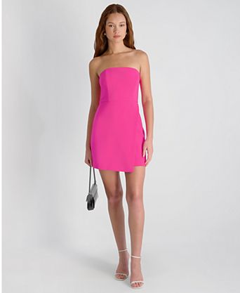 women's neon pink strapless dress for the club Prom Style #32436 Pick this backless club party dress women need for events or club nights Fanci Club Hot Pink Crime