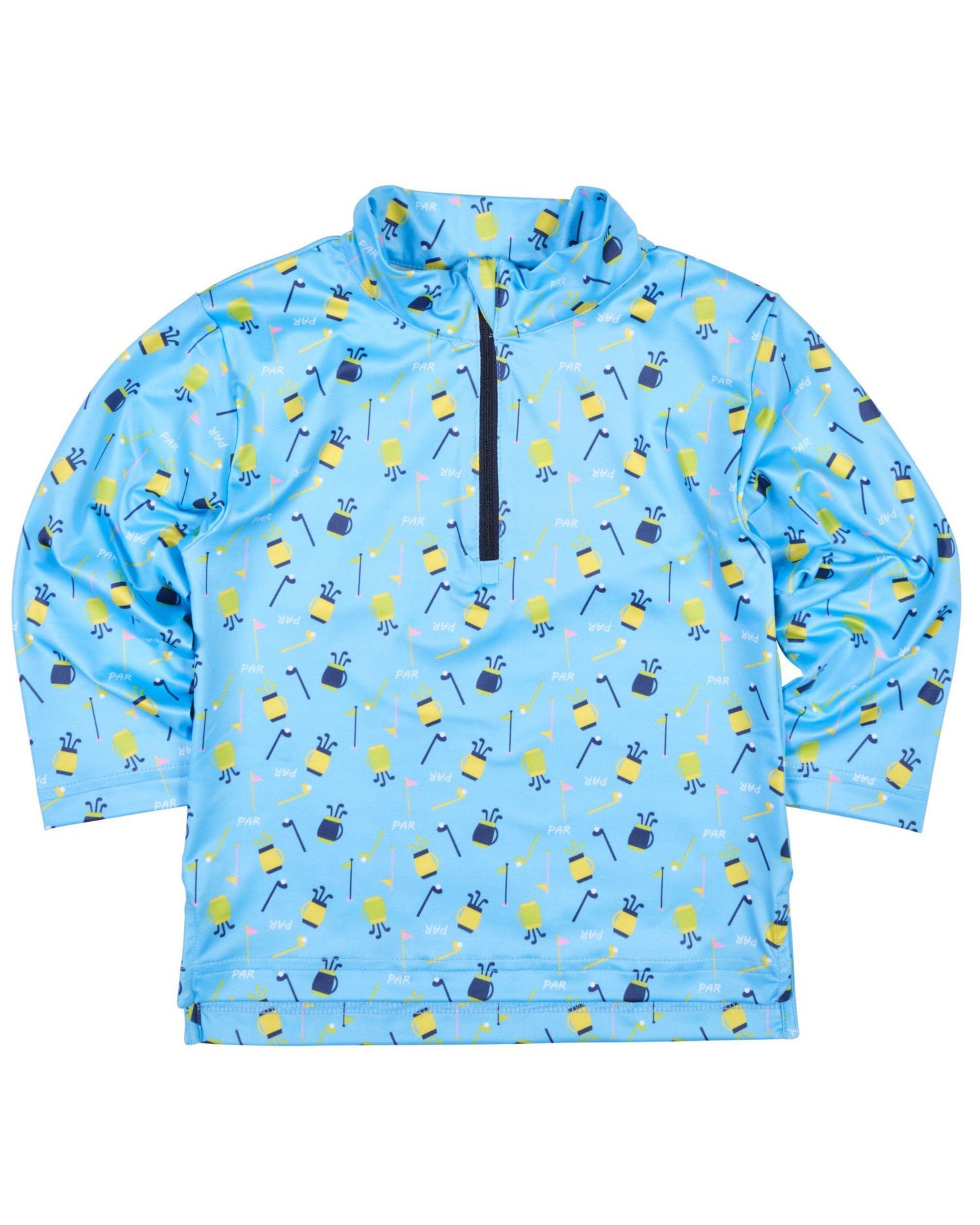 Little Boy Golf Print Performance Knit Half Zip