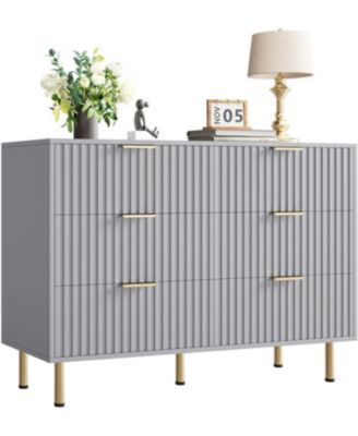 Zebra Six-Drawer Cabinet with Large Desktop, Modern Honeycomb Design, Gold Handle, Practical Storage Solution, and Artistic Sense for Bedroom