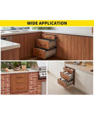 Outdoor Kitchen Drawers 17" W x 20" H x 20" D, Flush Mount Triple BBQ Drawers with Stainless Steel Handle for Outdoor Kitchens, BBQ Island