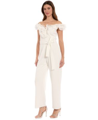Women's Ruffle Top Belted Jumpsuit