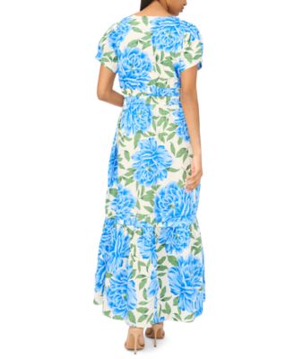 Women's Split Neck Short-Sleeve Maxi Dress