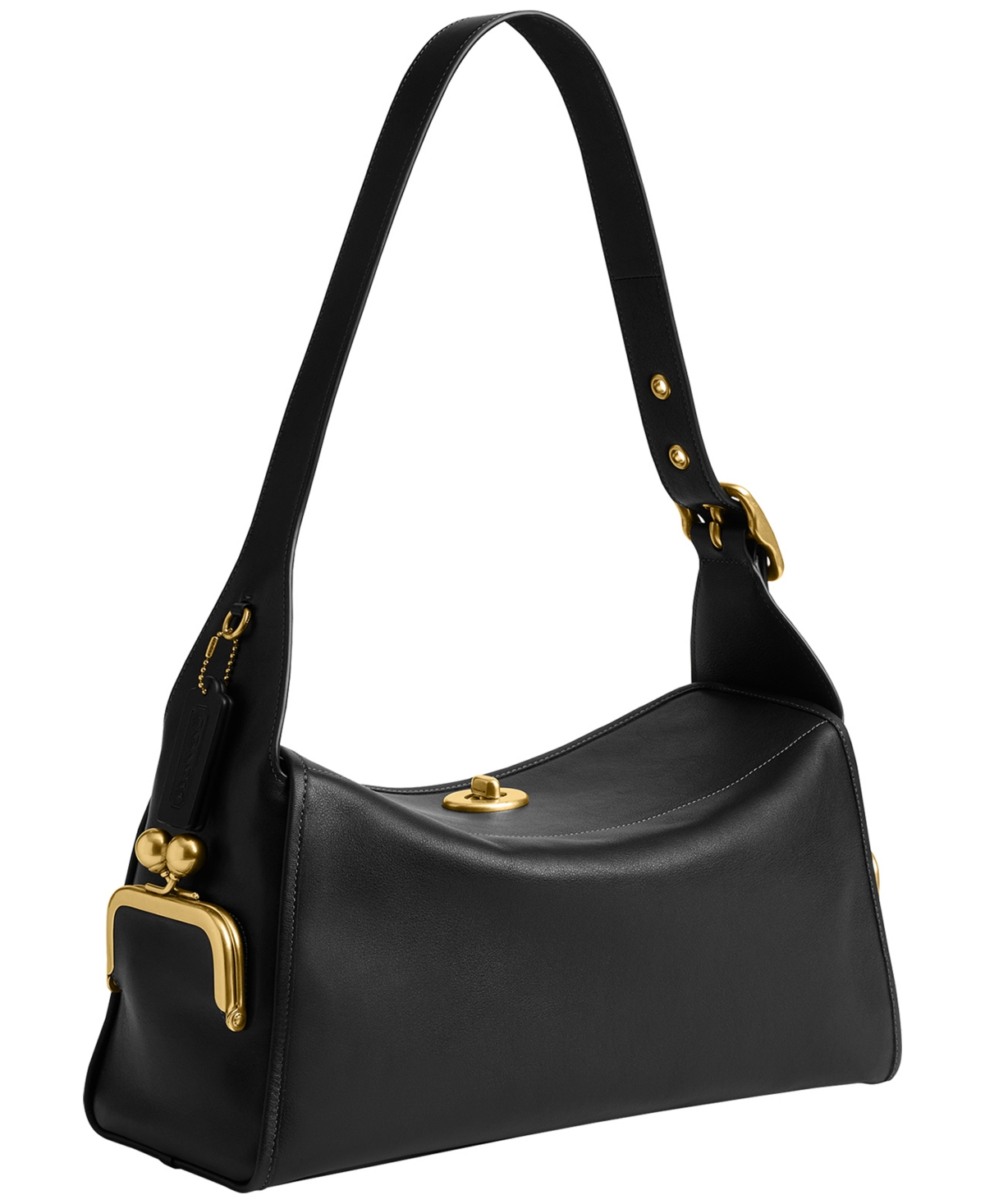 Coach Leather Turn-Lock Large Shoulder Bag