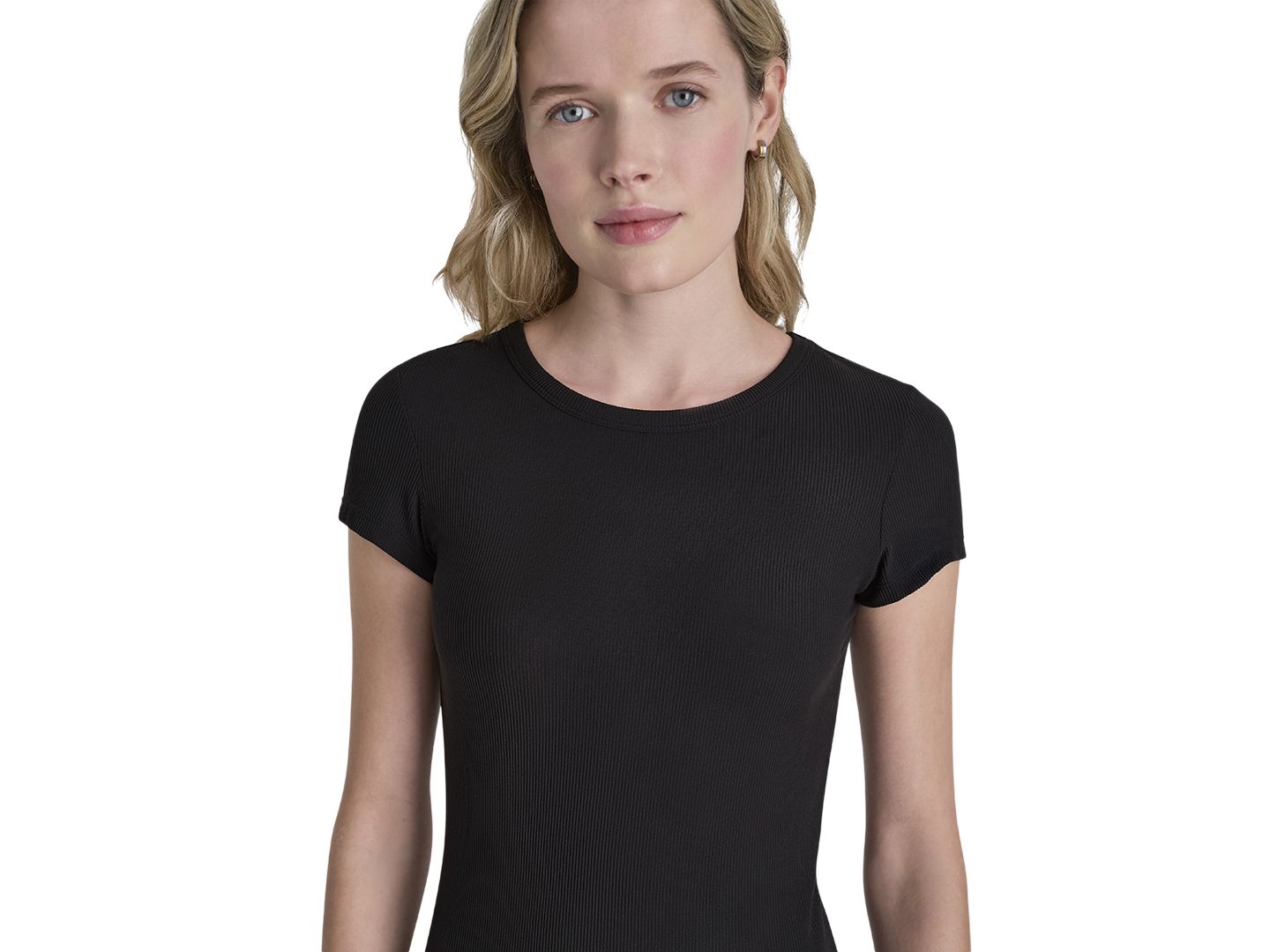 Женская футболка DKNY Sport Hudson Rib Crewneck, цвет: Чёрный — фото 2