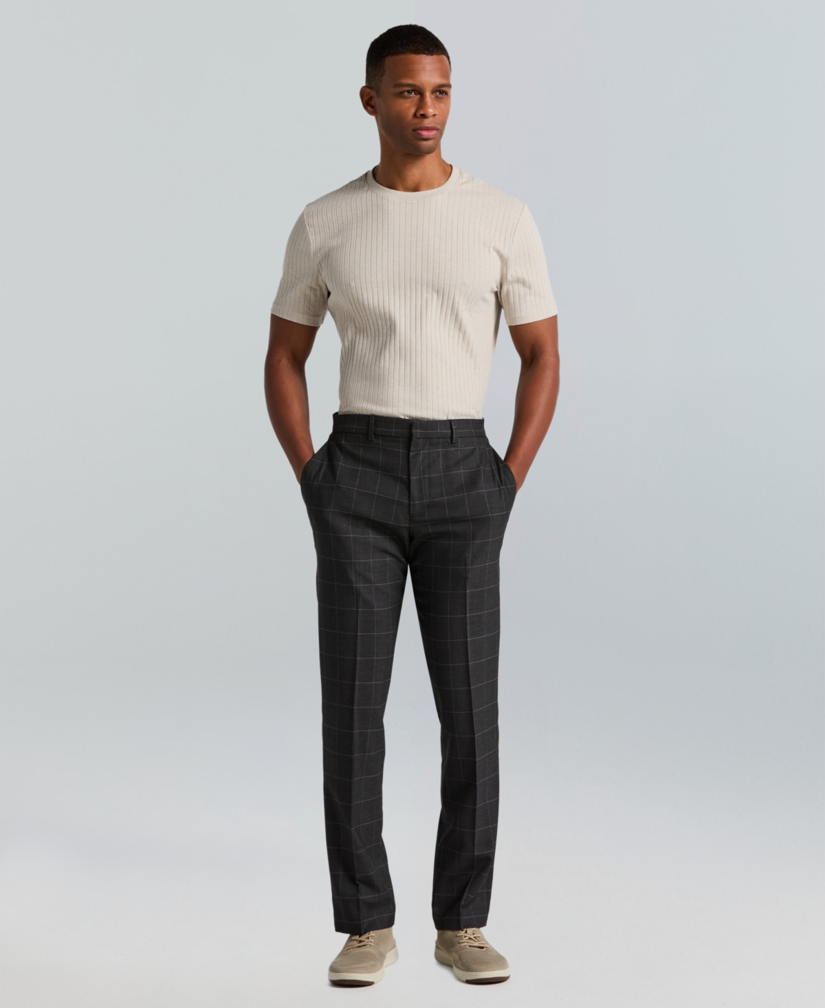 Perry Ellis Portfolio Men's Slim-Fit Gripper Waist Dress Pants